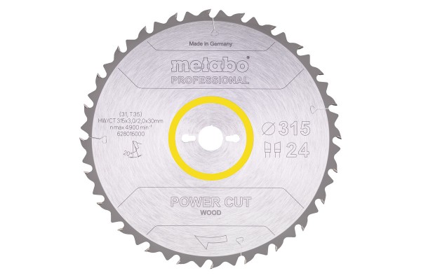 Диск пиляльний METABO "POWER CUT WOOD - PROFESSIONAL", 315X30, Z24 WZ 20° (628016000)  фото 