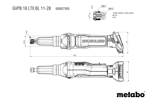Акумуляторна пряма шліфмашина Metabo GVPB 18 LTX BL 11-28 (600827850) фото 10