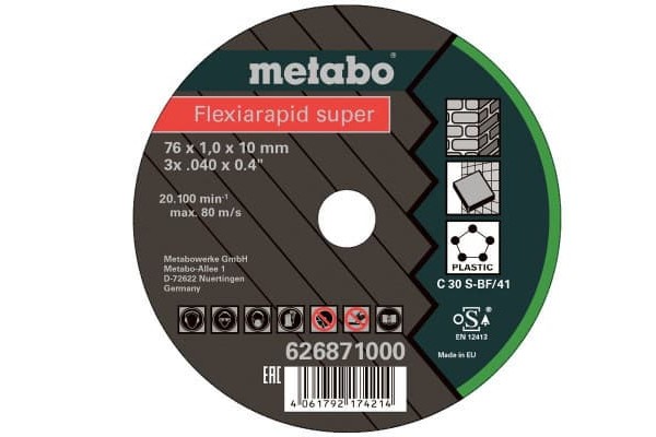 Универсальный отрезной диск по камню и пластику Metabo Flexiarapid Super Universal 76х1х10, 5 шт (626871000)  фото 