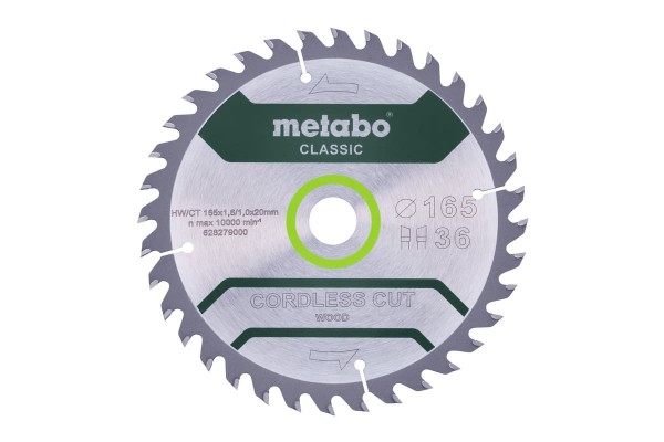 Пильный диск Metabo CORDLESS CUT, по дереву 165x20x1.6, 36 зубъев (628279000)  фото 