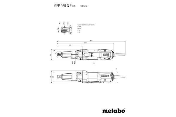 Пряма шліфувальна машина Metabo GEP 950 G PLUS (600627000) фото 6