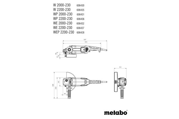 Болгарка Metabo W 2000-230 мережева, 2 кВт, 230 мм (606430010) фото 6