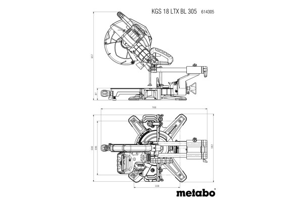 Акумуляторна торцювальна пила з протяжкою Metabo KGS 18 LTX BL 305 2х8.0 Аг (614305810) фото 12