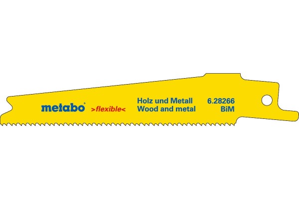 Сабельное полотно по дереву и металлу Metabo Flexible 100 мм, S 522 BEF, 5 шт (628266000)  фото 