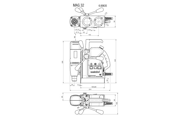 Дриль на магнітній стійці Metabo MAG 32 (600635500) фото 3