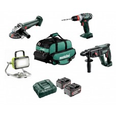 Набір акумуляторного інструменту Metabo: W 18 7-125 + BS 18 Quick + KH 18 LTX 24 + BSA 14.4-18 LED в сумці (UA601712850)
