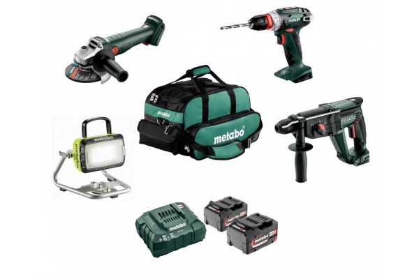 Набір акумуляторного інструменту Metabo: W 18 7-125 + BS 18 Quick + KH 18 LTX 24 + BSA 14.4-18 LED в сумці (UA601712850)  фото 