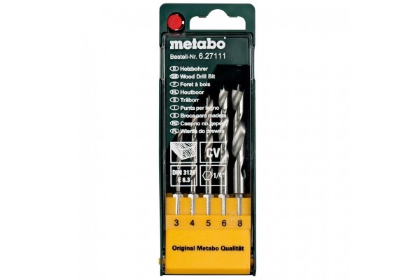 Набор сверл по дереву с шестигранным хвостовиком Metabo 5 штук (627111000)  фото 