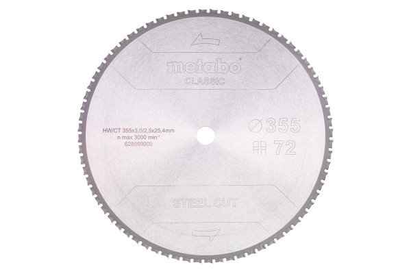 Пильный диск Metabo CLASSIC по стали 355x25.4x3, 72 зуба (628669000)  фото 