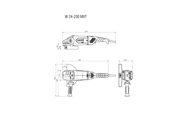 Болгарка Metabo W 24-230 MVT (без фіксації кнопки) (606467260) фото 3