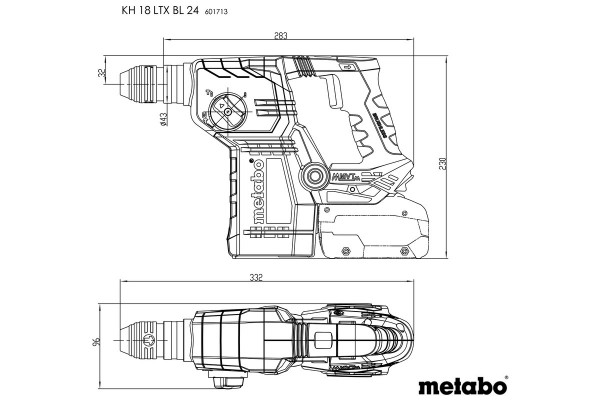 Акумуляторний перфоратор Metabo KH 18 LTX BL 24 (601713850) фото 3