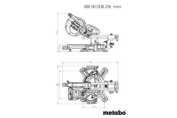 Акумуляторна торцювальна пила Metabo KGS 18 LTX BL 216 (614216650) фото 8