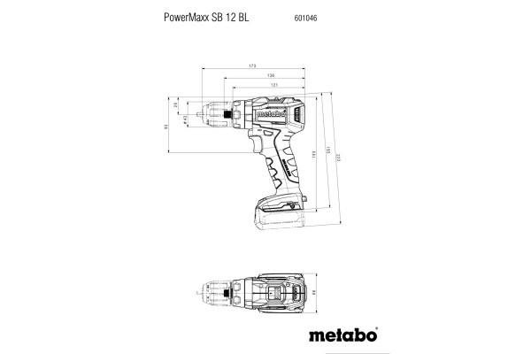 Акумуляторний ударний дриль-шурупокрут Metabo PowerMaxx SB 12 BL + 2 АКБ і ЗП у кейсі (601046800) фото 2