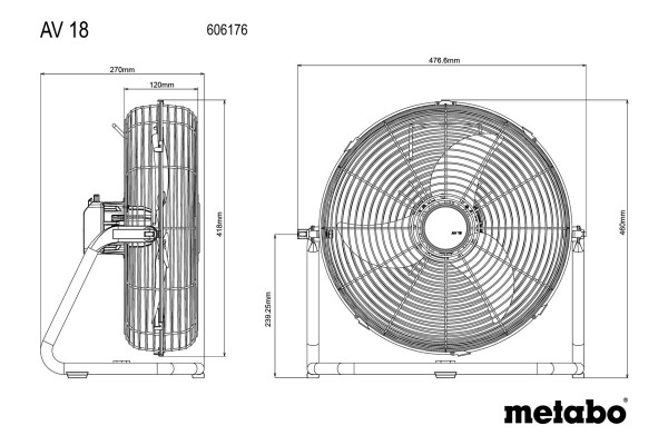 Акумуляторний вентилятор Metabo AV 18 (606176850) фото 2