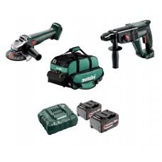 Набір акумуляторного інструменту Metabo 18 В болгарка W 18 7-125, перфоратор KH 18 LTX 24 + 2 АКБ і ЗП у сумці (UA602371850)