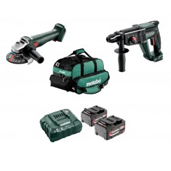 Набір акумуляторного інструменту Metabo 18 В болгарка W 18 7-125, перфоратор KH 18 LTX 24 + 2 АКБ і ЗП у сумці (UA602371850)