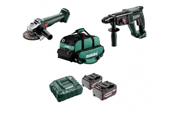 Набір акумуляторного інструменту Metabo 18 В болгарка W 18 7-125, перфоратор KH 18 LTX 24 + 2 АКБ і ЗП у сумці (UA602371850)  фото 
