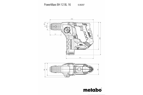 Акумуляторний перфоратор Metabo POWERMAXX BH 12 BL 16 в кейсі (600207840) фото 4