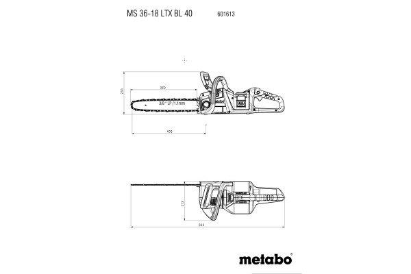 Акумуляторна ланцюгова пила Metabo MS 36-18 LTX BL 40 (601613850) фото 13