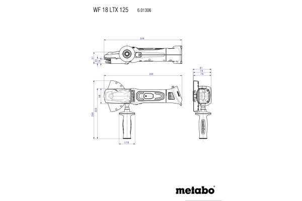 Акумуляторна болгарка з плоским корпусом редуктора Metabo WF 18 LTX 125 Quick 2х5.5 Аг (601306660) фото 5