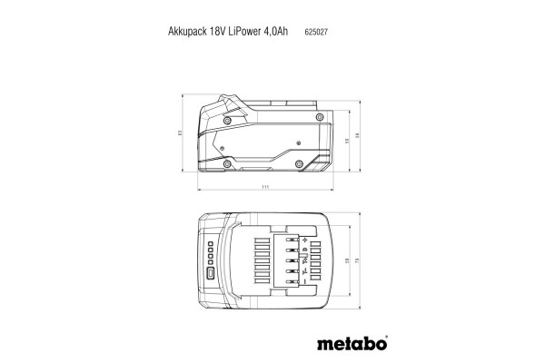 Комплект акумуляторних батарей Metabo Li-Power 18 В 2х4 Аh із зарядним пристроєм у кейсі (685064000) фото 2