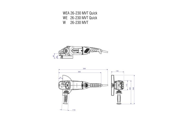 Болгарка Metabo W 26-230 MVT (без фіксації кнопки) (606474260) фото 3