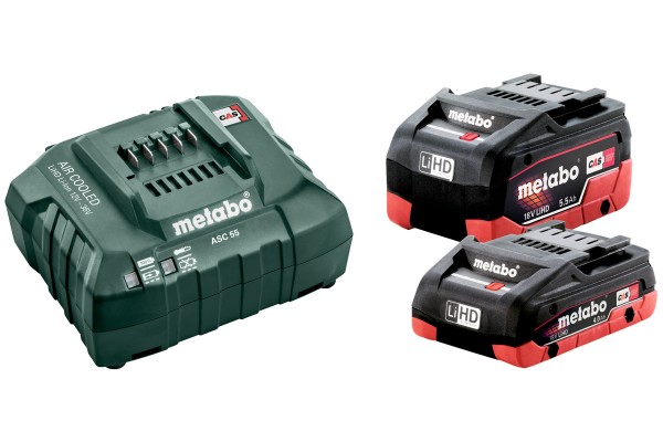 Комплект акумуляторних батарей Metabo LiHD 1х4 Аг 18 В + 1х5.5 Аг 18 В з зарядним пристроєм (685160000)  фото 
