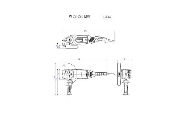 Болгарка Metabo W 22-230 MVT (606462000) фото 2