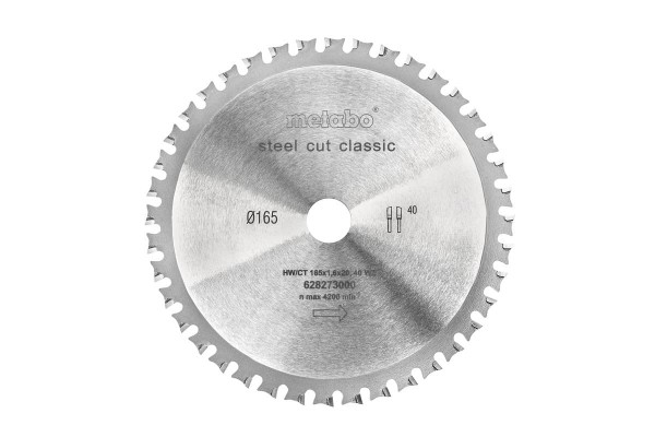 Диск пиляльний METABO Steel Cut Classic 165x20 мм Z40 по сталі (628273000)  фото 