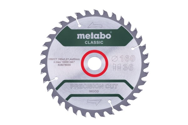 Диск пиляльний METABO "PRECISION CUT WOOD - CLASSIC", 160X20 Z36 WZ 10° (628278000)  фото 