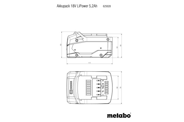 Набір акумуляторів Metabo 3 x 5.2 год, ASC 55 (685048000) фото 2