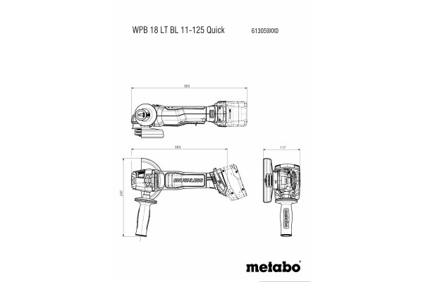 Акумуляторна болгарка Metabo WPB 18 LT BL 11-125 Quick 2х5.5 Аг (613059660) фото 13