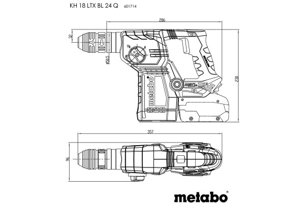 Акумуляторний перфоратор Metabo KH 18 LTX BL 24 Q 2х5.5 Аг (601714660) фото 5