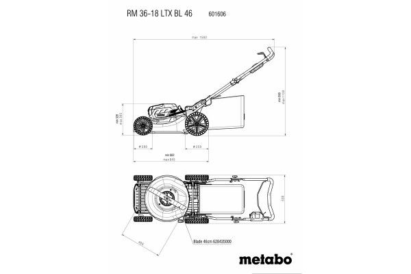 Газонокосарка Metabo RM 36-18 LTX BL 46 з АКБ і ЗП (601606650) фото 15