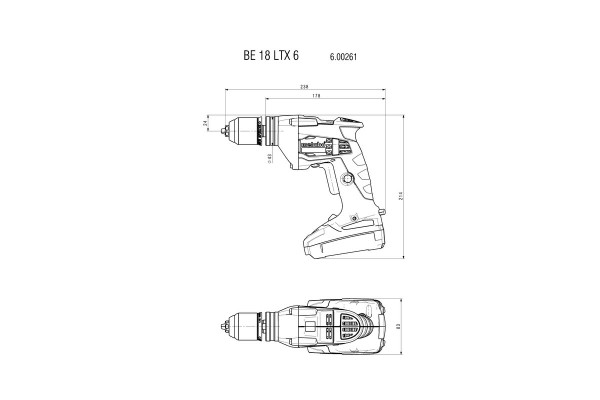 Акумуляторний дриль Metabo BE 18 LTX 6 каркас в кейсі (600261840) фото 2