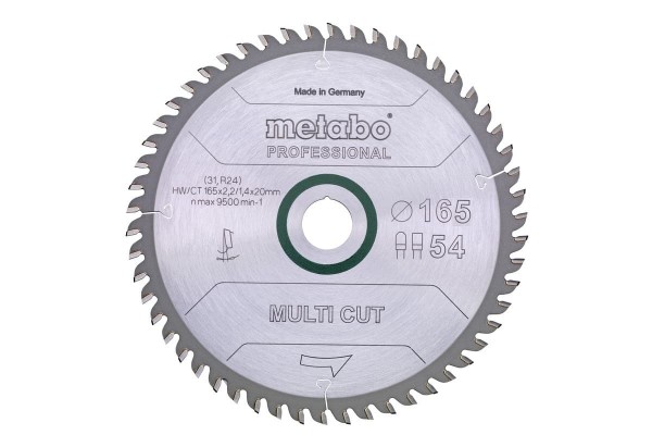 Диск пиляльний METABO «MULTI CUT - PROFESSIONAL», 165X20 Z54 FZ/TZ 5° (628293000)  фото 
