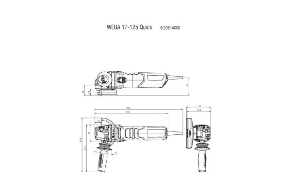 Кутова шліфмашина Metabo WEBA 17-125 QUICK (600514000) фото 3