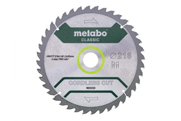 Диск пиляльний METABO «CORDLESS CUT WOOD - CLASSIC», 216X30 Z28 WZ 5° /B (628665000)  фото 
