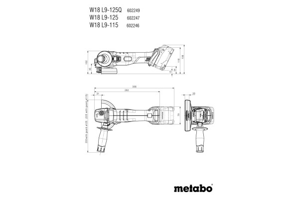 Акумуляторна болгарка Metabo W 18 L 9-125 Quick 3х4.0 Аг (602249960) фото 10
