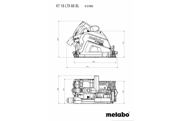 Акумуляторна занурювальна дискова пила Metabo KT 18 LTX 66 BL 2х8.0 Аг + шина FS 160 (691172810) фото 11
