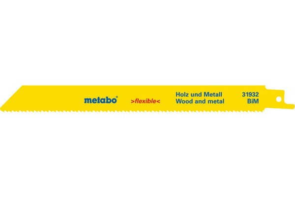 Сабельное полотно по дереву с гвоздями Metabo Flexible 200 мм, S 1022 HF, 5 шт (631932000)  фото 