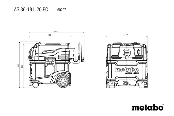 Акумуляторний пилосос Metabo AS 36-18 L 20 PC (602071850) фото 10