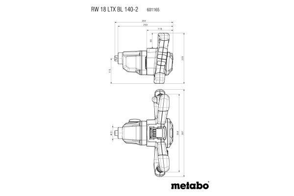 Акумуляторний будівельний міксер Metabo RW 18 LTX BL 140-2 каркас (601165850) фото 8
