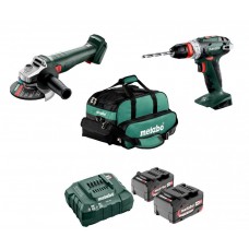 Набір акумуляторного інструменту Metabo 18 В болгарка W 18 7-125, дриль-шурупокрут BS 18 QUICK + 2 АКБ і ЗП у сумці (UA602217840)