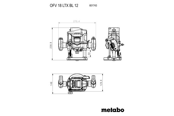 Акумуляторний фрезер Metabo OFV 18 LTX BL 12 каркас (601743840) фото 4