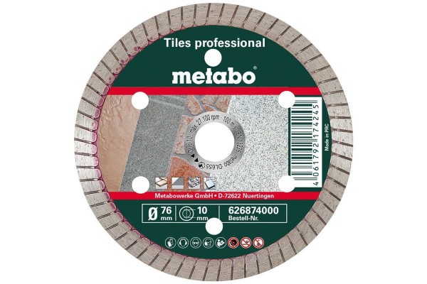 Алмазний диск для плитки Metabo Professional TP 76 х 10 мм (626874000)  фото 