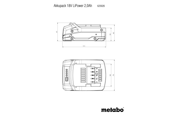 Акумуляторний блок Metabo LI-POWER 18 В – 2,0 А·Год (625026000) фото 2