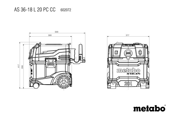 Акумуляторний пилосос Metabo AS 36-18 L 20 PC-CC каркас (602072850) фото 8