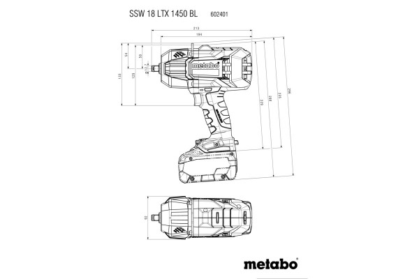 Акумуляторний ударний гайковерт Metabo SSW 18 LTX 1450 BL (602401840) фото 5