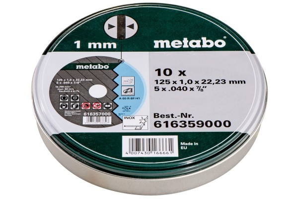 Набор отрезных кругов Metabo 125 мм 10 штук (616359000)  фото 